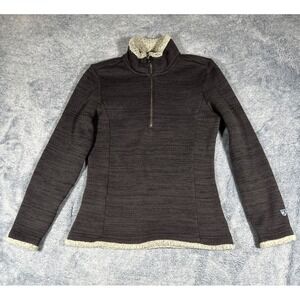 Kuhl Alaska 1/4 Zip‎ Pullover Sweater Women's Size M Gray Faux Shearling EUC